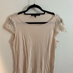 WHBM Light Pink With Short Lace and Sequin Sleeves - Size M